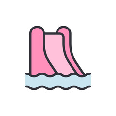 Vibrant Water Slide Icon With Pink Accents And Gentle Waves