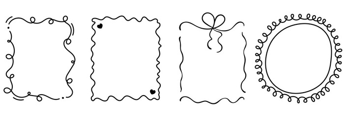 Doodle Frames Set, Simple Hand Drawn Frames Set, Scribble, Templates, Black