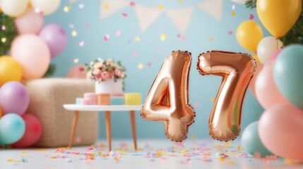 Obraz premium 47th birthday bash with balloons and festive decorations!
