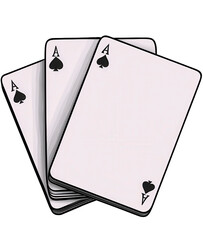 Blank Playing Card Mockup With Four Ace of Spades on Transparent Background for Casino Games and Design