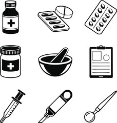 Medical Icons A Collection of Pharmacy and Healthcare Symbols