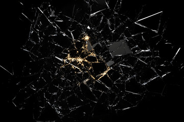 3D Rendering broken glass on a black background