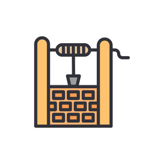 Vintage Well Structure For Water Retrieval With Wooden Framework Design