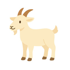 A beige cartoon goat with small horns.