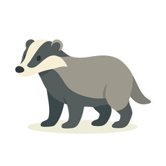 A cartoon badger with gray and black stripes.