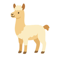 A flat cartoon llama in brown and beige.