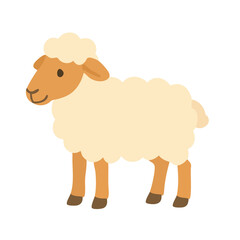A fluffy cartoon sheep in a simple design.