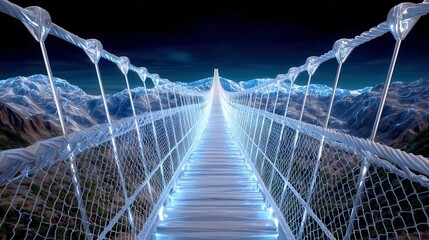 Fototapeta premium Suspension Bridge to Digital Future: Technology, Innovation, Connection.