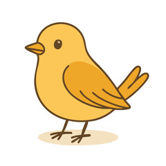 A flat 2D vector illustration of a plump yellow bird in profile.