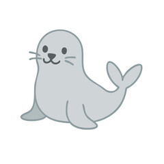 A cute cartoon seal in a flat, rounded illustration.