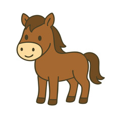 A standing cartoon horse in soft brown colors.