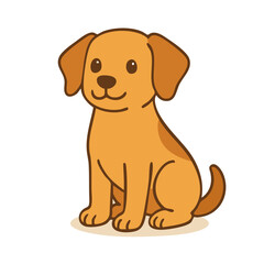 A friendly flat vector illustration of a sitting golden retriever.