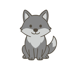 A flat cartoon wolf illustration 