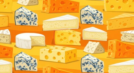 Delicious Cheese Variety A Colorful Pattern of Different Cheese Types