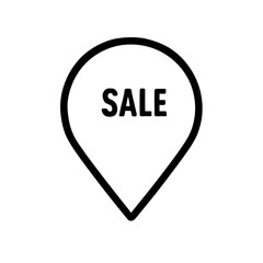 Map pin with SALE text representing store location promotion – outline icon