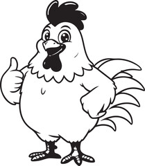 cartoon chicken vector illustration sketch black and white 
