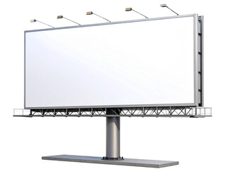Obraz premium Blank White Billboard on Metal Stand, Front View, Isolated on Transparent Background
