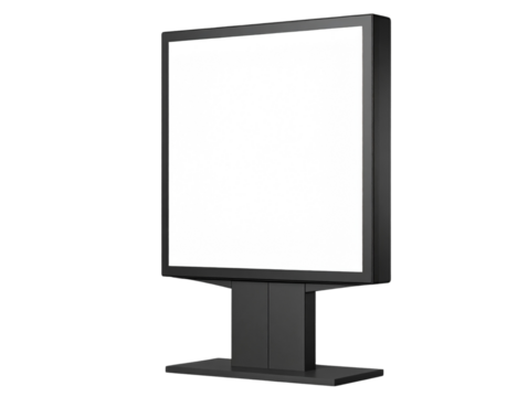 Angled White Advertising Billboard with Base Stand, Transparent