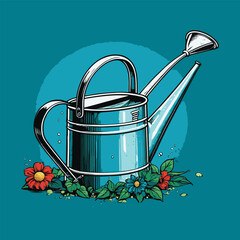 comic book style gardening watering can illustration © ataya