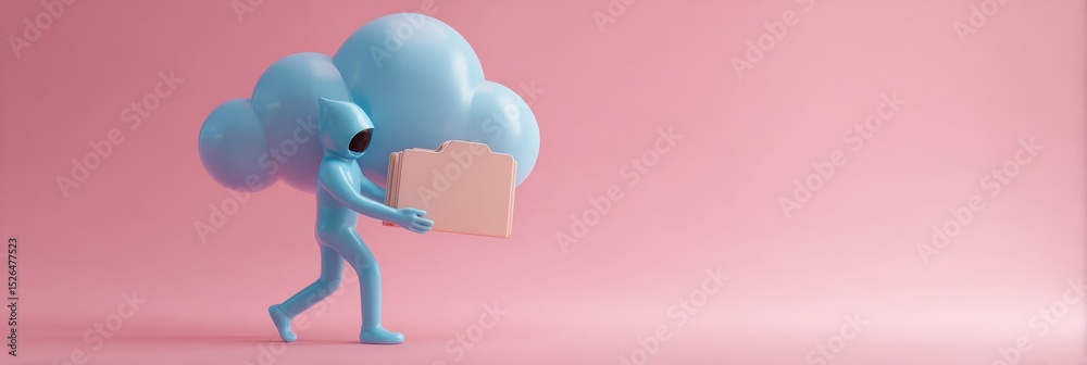 Leinwandbilder Hacker Seizing Cloud Storage Folder in a Minimal and Clean Digital Space