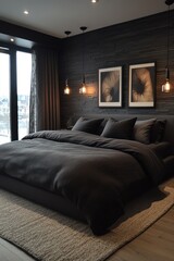 Obraz premium Dark and Moody Bedroom Design