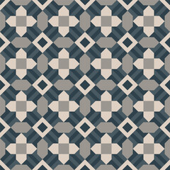 Geometric Seamless Pattern with Cross and Diamond Motifs in Neutral Colors