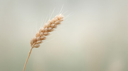 Obraz premium single ear of wheat against clean background illuminated by soft light