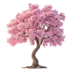 Fototapeta premium Delicate Pink Blossom Tree Isolated, Symbolizing Springtime Renewal