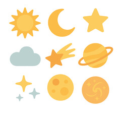 Celestial Glow: Sun, Moon, Stars, and Planets in Harmony