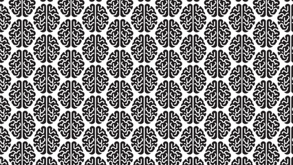 black and white seamless pattern with brains