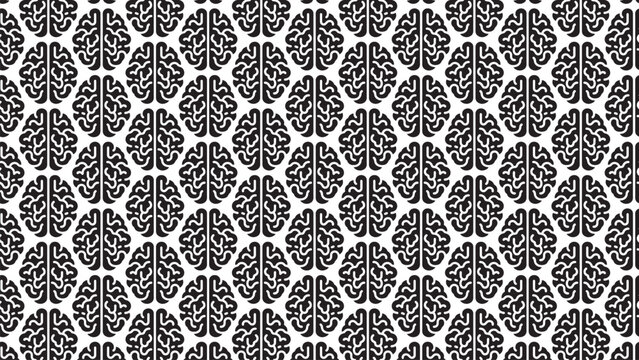 black and white seamless pattern with brains