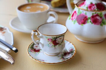 Rose vintage style coffee cup