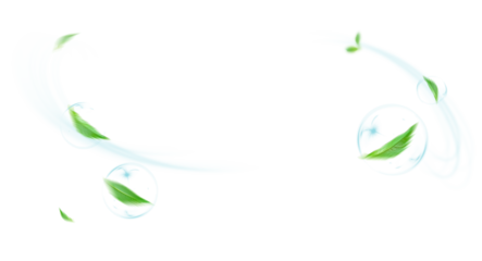 Airy Sky Scene with Bubbles and Flying Leaves