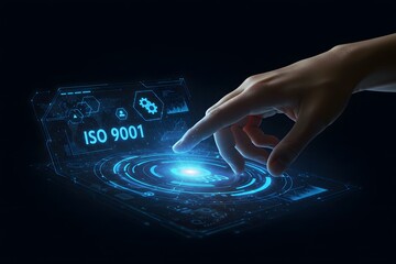 ISO 9001 Standards quality control business technology concept on virtual screen. 9001, Generated AI