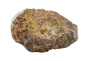 Close-up of caramelized blende mineral, isolated on white background