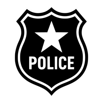 recommend clip art: Police badge icon in simple outline style for law enforcement.