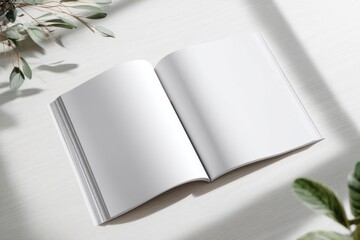Naklejka na ściany i meble Magazine mockup shadow blank pages.