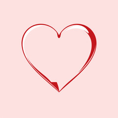 Simple Red Heart Shape Illustration on Pink Background