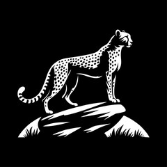 Cheetah logo vector standing on a cliff	