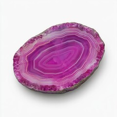 Oval, vibrant pink agate slice