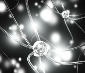 neuron, neuron transmits a signal, nerve node, neural network, 3D rendering