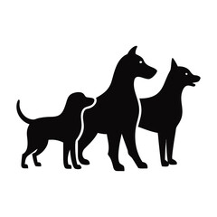 Silhouette of dogs White Background