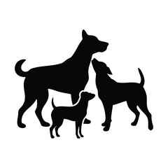 Silhouette of dogs White Background
