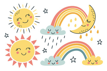 cute-hand-drawn-weather-elements-set-with-suns--mo