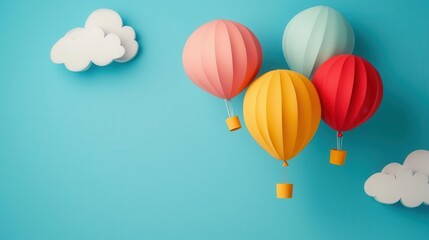Naklejka premium Paper balloon animals floating in the sky, creating a playful and surreal dreamscape