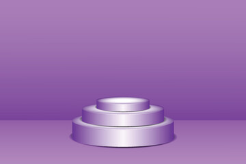 Empty podium on purple background. 3d render cute design podium for display purple color.