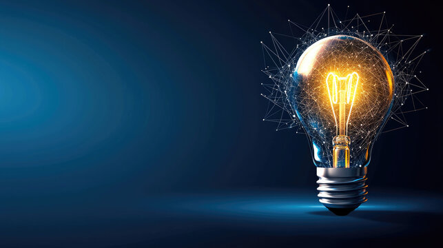 Glowing light bulb innovation creativity technology energy idea inspiration modern background