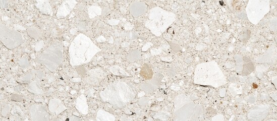 Beige terrazzo texture with varied white chips embedded in a fine beige matrix