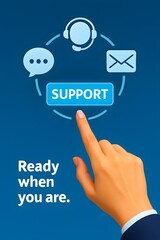 Fototapeta premium An image promoting seamless support with key contact methods at the fingertips, evoking a sense of accessibility and assistance for those in need.