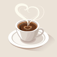 vector hot coffee illustration with heart